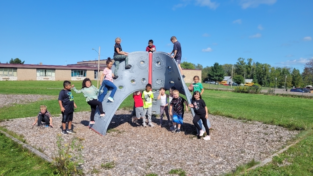 Kids on climbing playground